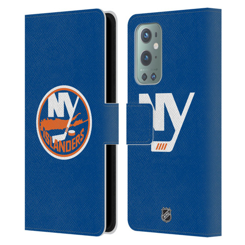 NHL New York Islanders Plain Leather Book Wallet Case Cover For OnePlus 9