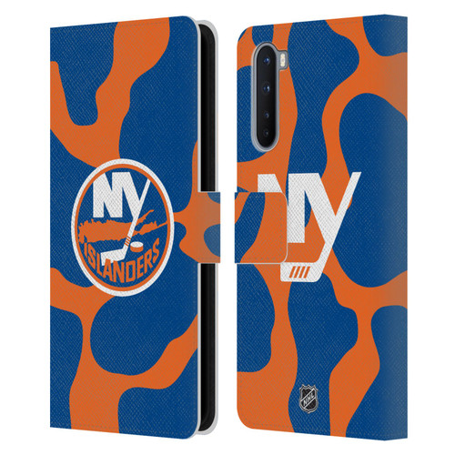 NHL New York Islanders Cow Pattern Leather Book Wallet Case Cover For OnePlus Nord 5G