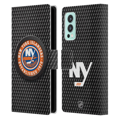 NHL New York Islanders Puck Texture Leather Book Wallet Case Cover For OnePlus Nord 2 5G