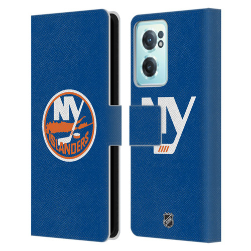 NHL New York Islanders Plain Leather Book Wallet Case Cover For OnePlus Nord CE 2 5G