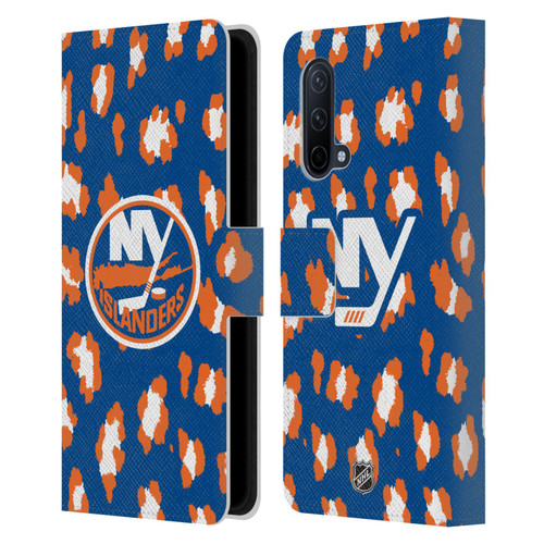 NHL New York Islanders Leopard Patten Leather Book Wallet Case Cover For OnePlus Nord CE 5G