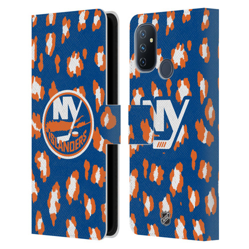 NHL New York Islanders Leopard Patten Leather Book Wallet Case Cover For OnePlus Nord N100