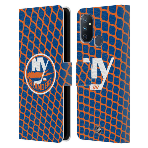 NHL New York Islanders Net Pattern Leather Book Wallet Case Cover For OnePlus Nord N100