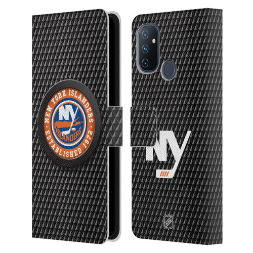 NHL New York Islanders Puck Texture Leather Book Wallet Case Cover For OnePlus Nord N100