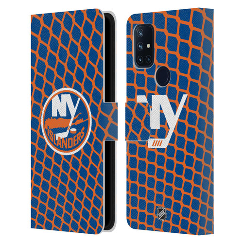 NHL New York Islanders Net Pattern Leather Book Wallet Case Cover For OnePlus Nord N10 5G