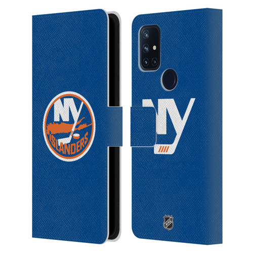 NHL New York Islanders Plain Leather Book Wallet Case Cover For OnePlus Nord N10 5G