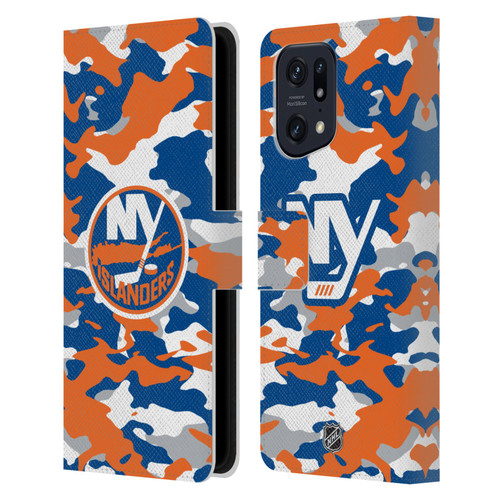 NHL New York Islanders Camouflage Leather Book Wallet Case Cover For OPPO Find X5