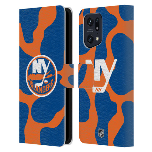 NHL New York Islanders Cow Pattern Leather Book Wallet Case Cover For OPPO Find X5