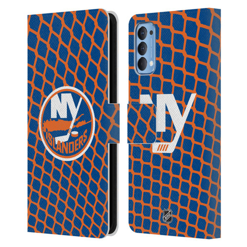 NHL New York Islanders Net Pattern Leather Book Wallet Case Cover For OPPO Reno 4 5G