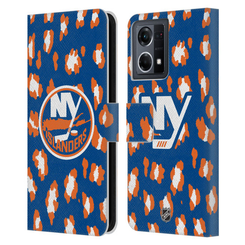 NHL New York Islanders Leopard Patten Leather Book Wallet Case Cover For OPPO Reno8 4G