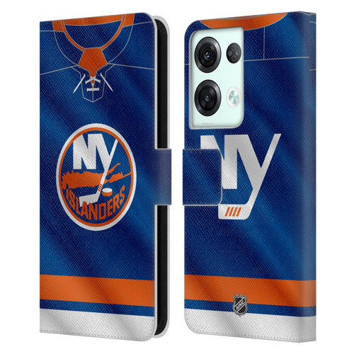 NHL New York Islanders Jersey Leather Book Wallet Case Cover For OPPO Reno8 Pro