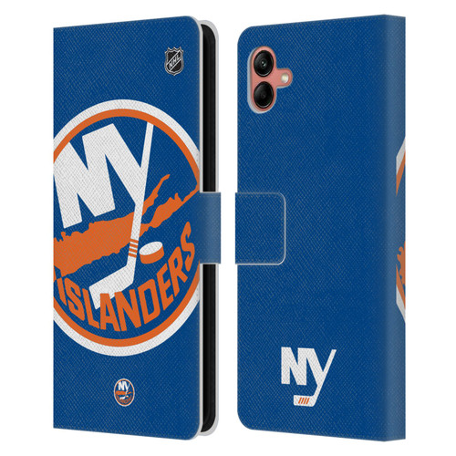 NHL New York Islanders Oversized Leather Book Wallet Case Cover For Samsung Galaxy A04 (2022)