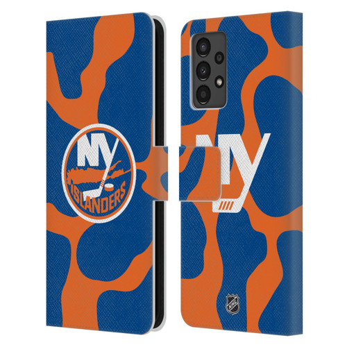 NHL New York Islanders Cow Pattern Leather Book Wallet Case Cover For Samsung Galaxy A13 (2022)