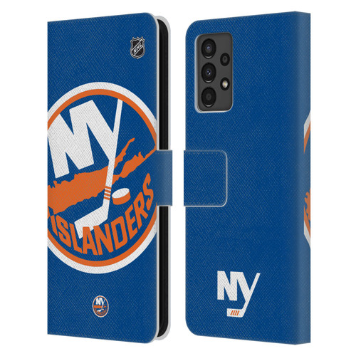 NHL New York Islanders Oversized Leather Book Wallet Case Cover For Samsung Galaxy A13 (2022)