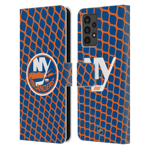NHL New York Islanders Net Pattern Leather Book Wallet Case Cover For Samsung Galaxy A13 (2022)