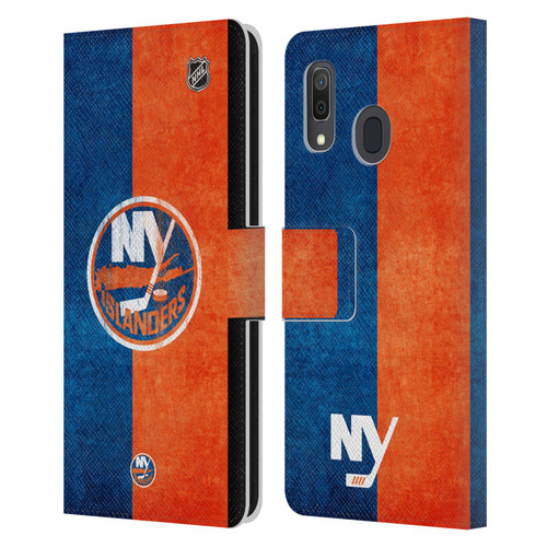 NHL New York Islanders Half Distressed Leather Book Wallet Case Cover For Samsung Galaxy A33 5G (2022)