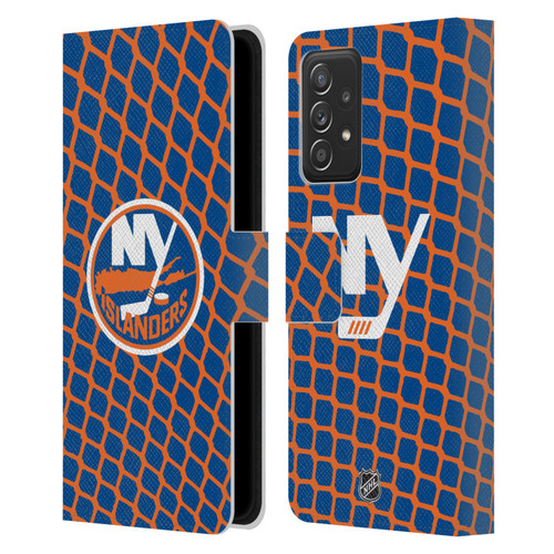 NHL New York Islanders Net Pattern Leather Book Wallet Case Cover For Samsung Galaxy A52 / A52s / 5G (2021)