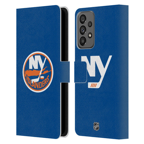 NHL New York Islanders Plain Leather Book Wallet Case Cover For Samsung Galaxy A73 5G (2022)