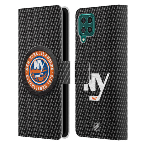 NHL New York Islanders Puck Texture Leather Book Wallet Case Cover For Samsung Galaxy F62 (2021)