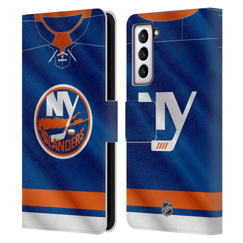 NHL New York Islanders Jersey Leather Book Wallet Case Cover For Samsung Galaxy S21 5G