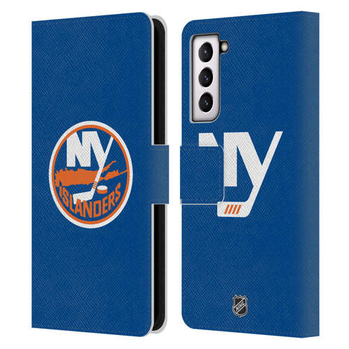 NHL New York Islanders Plain Leather Book Wallet Case Cover For Samsung Galaxy S21 5G