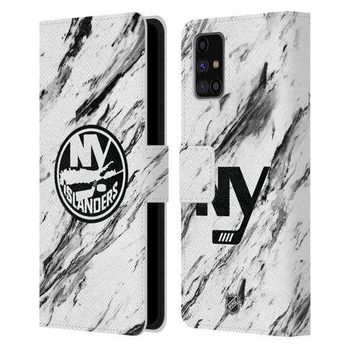 NHL New York Islanders Marble Leather Book Wallet Case Cover For Samsung Galaxy M31s (2020)