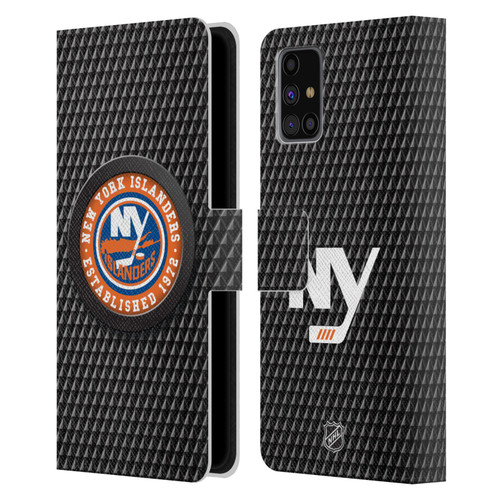 NHL New York Islanders Puck Texture Leather Book Wallet Case Cover For Samsung Galaxy M31s (2020)