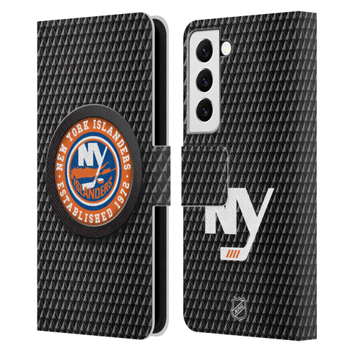 NHL New York Islanders Puck Texture Leather Book Wallet Case Cover For Samsung Galaxy S22 5G