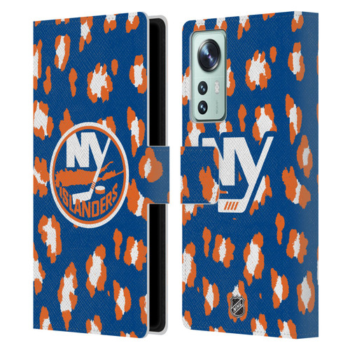 NHL New York Islanders Leopard Patten Leather Book Wallet Case Cover For Xiaomi 12