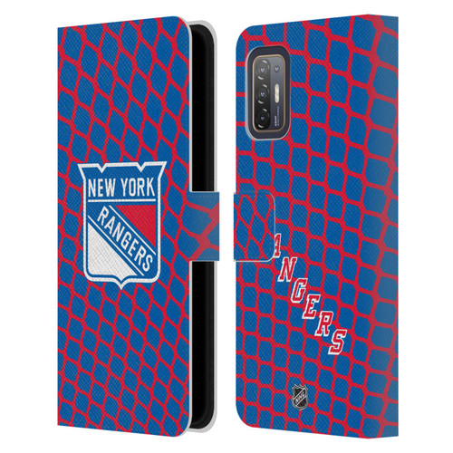 NHL New York Rangers Net Pattern Leather Book Wallet Case Cover For HTC Desire 21 Pro 5G