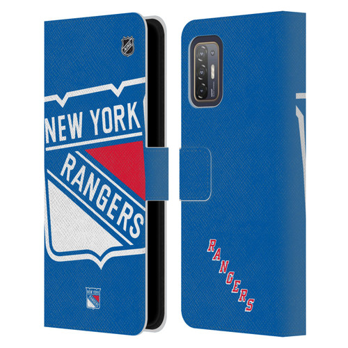 NHL New York Rangers Oversized Leather Book Wallet Case Cover For HTC Desire 21 Pro 5G
