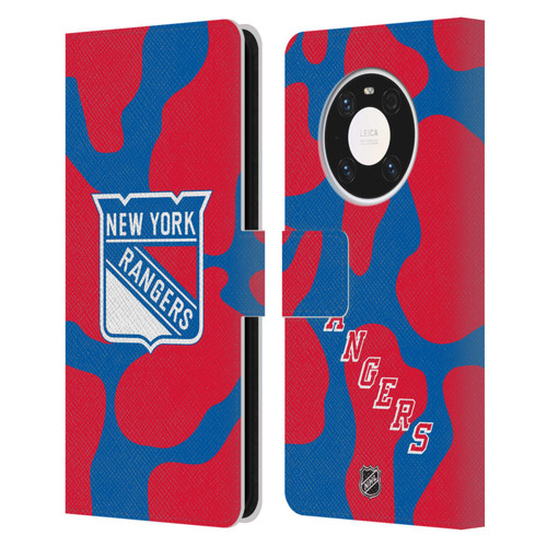 NHL New York Rangers Cow Pattern Leather Book Wallet Case Cover For Huawei Mate 40 Pro 5G