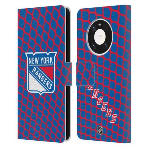 NHL New York Rangers Net Pattern Leather Book Wallet Case Cover For Huawei Mate 40 Pro 5G