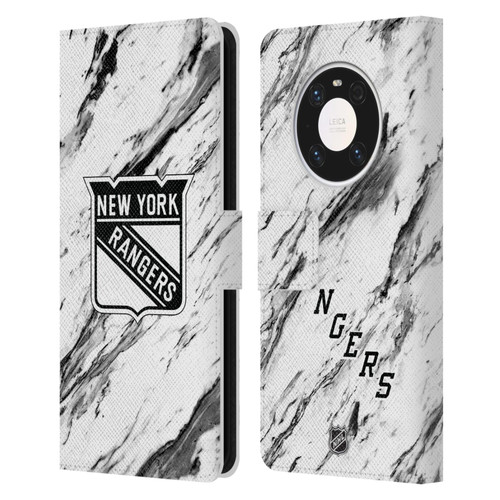NHL New York Rangers Marble Leather Book Wallet Case Cover For Huawei Mate 40 Pro 5G