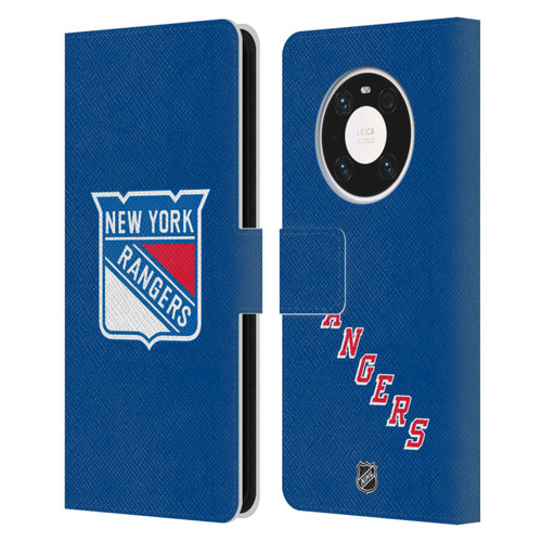 NHL New York Rangers Plain Leather Book Wallet Case Cover For Huawei Mate 40 Pro 5G