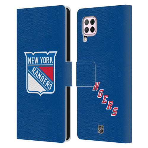 NHL New York Rangers Plain Leather Book Wallet Case Cover For Huawei Nova 6 SE / P40 Lite