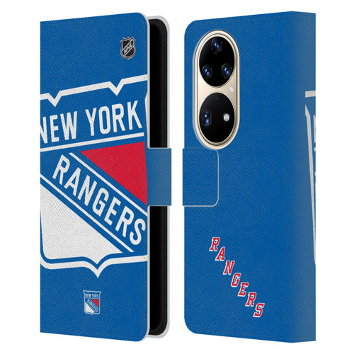 NHL New York Rangers Oversized Leather Book Wallet Case Cover For Huawei P50 Pro