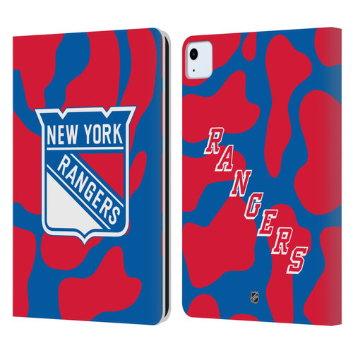 NHL New York Rangers Cow Pattern Leather Book Wallet Case Cover For Apple iPad Air 11 2020/2022/2024