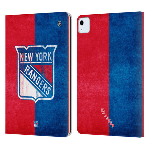 NHL New York Rangers Half Distressed Leather Book Wallet Case Cover For Apple iPad Air 2020 / 2022