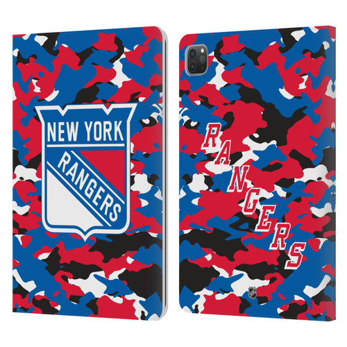 NHL New York Rangers Camouflage Leather Book Wallet Case Cover For Apple iPad Pro 11 2020 / 2021 / 2022