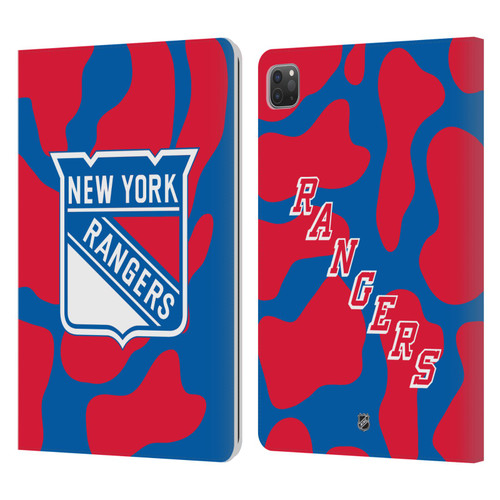 NHL New York Rangers Cow Pattern Leather Book Wallet Case Cover For Apple iPad Pro 11 2020 / 2021 / 2022