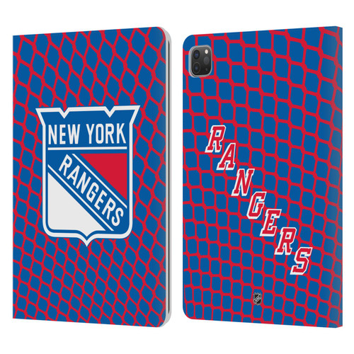 NHL New York Rangers Net Pattern Leather Book Wallet Case Cover For Apple iPad Pro 11 2020 / 2021 / 2022