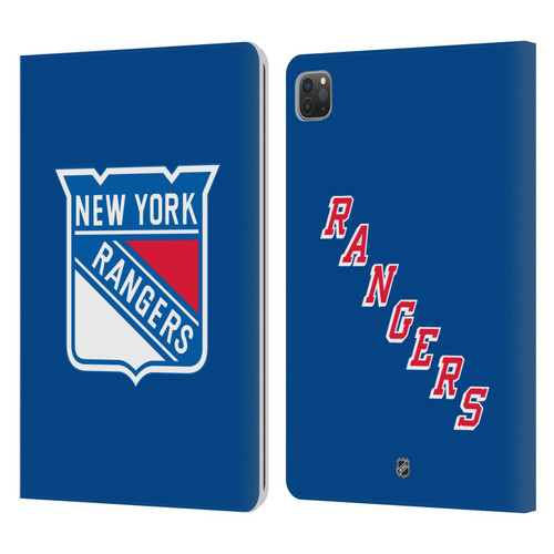 NHL New York Rangers Plain Leather Book Wallet Case Cover For Apple iPad Pro 11 2020 / 2021 / 2022