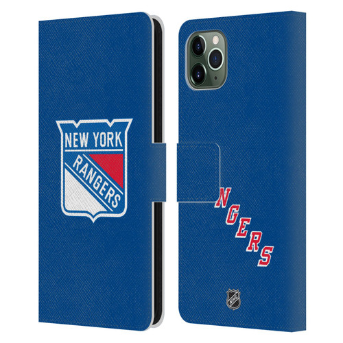 NHL New York Rangers Plain Leather Book Wallet Case Cover For Apple iPhone 11 Pro Max