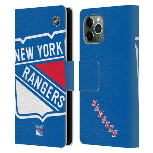 NHL New York Rangers Oversized Leather Book Wallet Case Cover For Apple iPhone 11 Pro