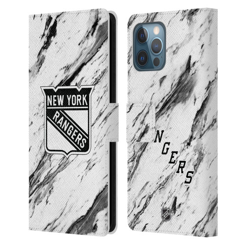 NHL New York Rangers Marble Leather Book Wallet Case Cover For Apple iPhone 12 Pro Max