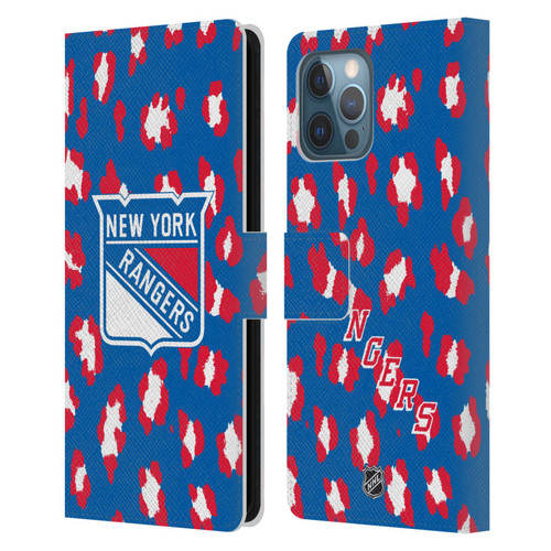 NHL New York Rangers Leopard Patten Leather Book Wallet Case Cover For Apple iPhone 12 Pro Max