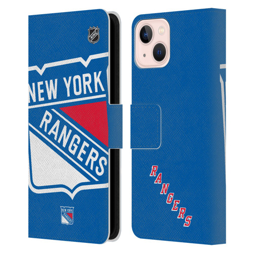 NHL New York Rangers Oversized Leather Book Wallet Case Cover For Apple iPhone 13