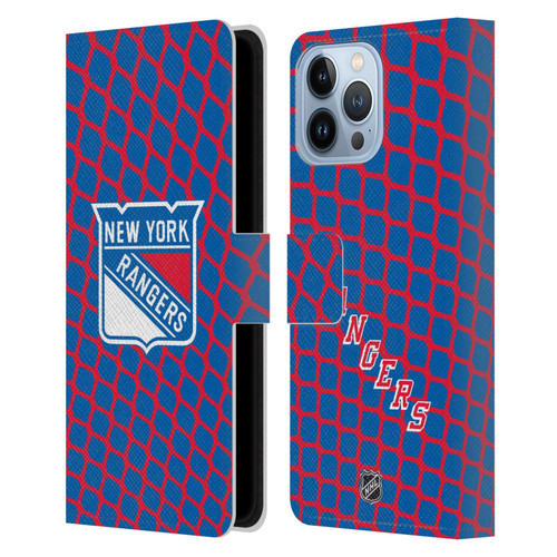 NHL New York Rangers Net Pattern Leather Book Wallet Case Cover For Apple iPhone 13 Pro Max
