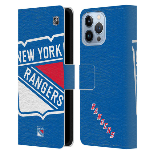 NHL New York Rangers Oversized Leather Book Wallet Case Cover For Apple iPhone 13 Pro Max